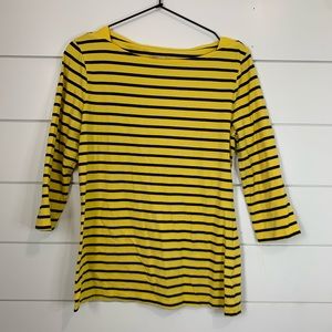 ❤️SOLD❤️Yellow & Black Striped 3/4 Sleeve Shirt M